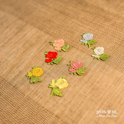 10號花朵蕾絲-法式浪漫婚禮黃玫瑰花片-長約3.5公分-單朵