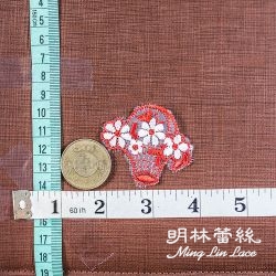 花朵蕾絲-法式浪漫婚禮紅籃子白花花片-長約5公分-單朵
