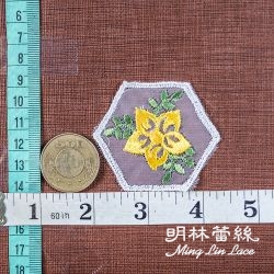 花朵蕾絲-歐式古典六角黃花造型花片-長約6公分-單朵