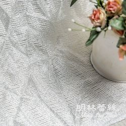 布碼蕾絲-拉雪兒蕾絲法式浪漫簡約光滑網格狀花邊-寬約130公分(白／米白)