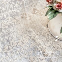 布碼蕾絲-網狀蕾絲法式浪漫婚禮花朵圖騰花邊-寬約150公分(白／米白)