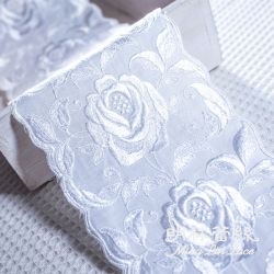 棉布蕾絲-法式浪漫華麗玫瑰花邊-寬約11公分