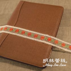 尼龍蕾絲-法式浪漫婚禮紅色花滾蕾絲花邊-寬約3公分